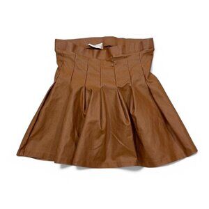 Altar’d State Brown Pleated Faux Leather‎ Boho Mini Skirt Size S Made In USA